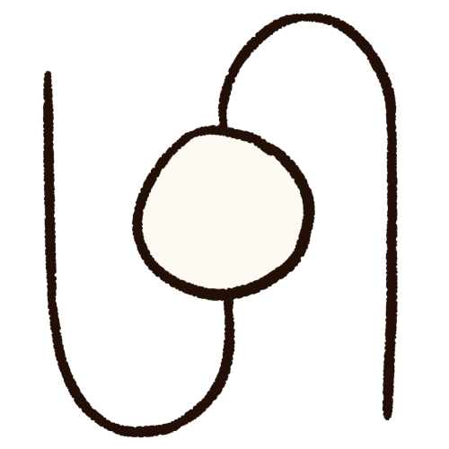 a drawing of a white circle, with a large black sideways S underneath it, with the middle of the S intersecting the centre of the circle. the lines are thick.